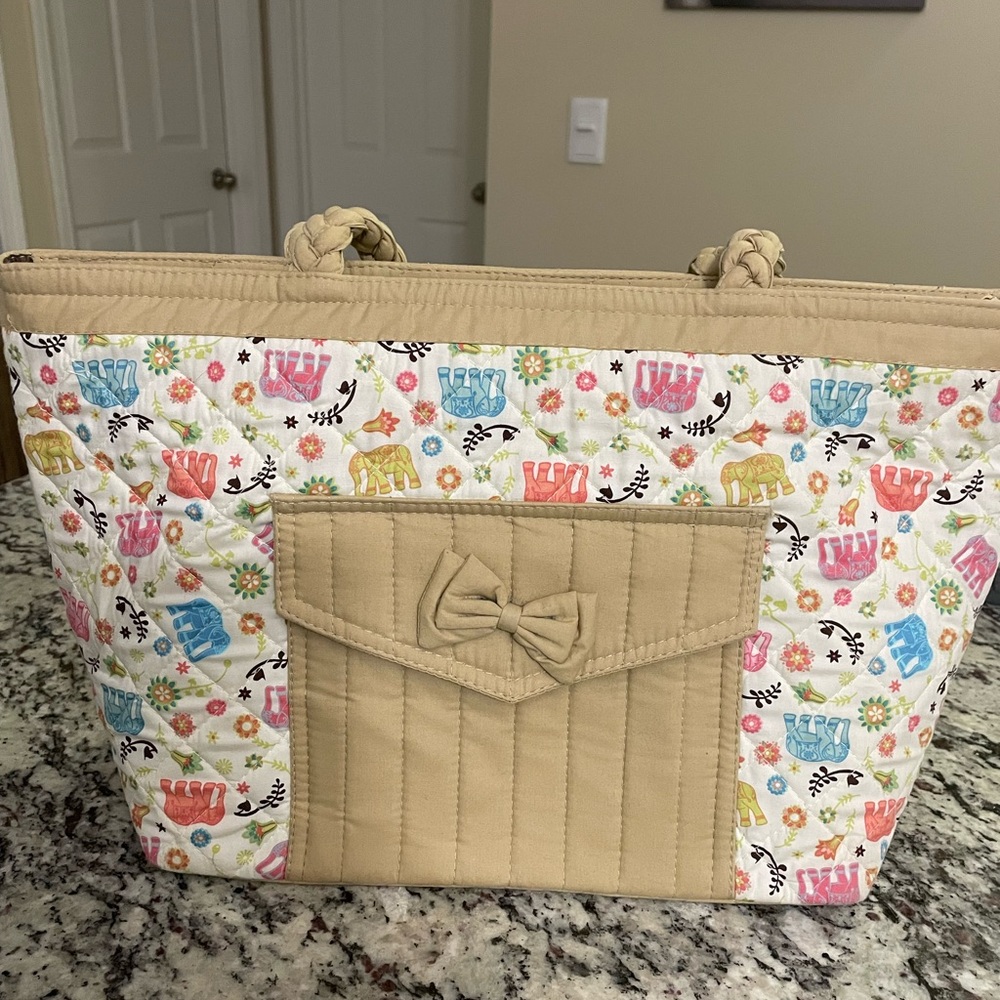 Quilted Embroidery Tote Bag